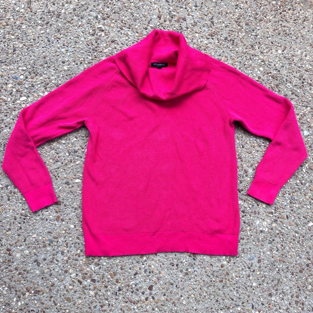 Banana Republic Cowl Neck Bright Pink Sweater Size XL